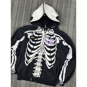 LRG Lifted Research Group Sweater Mens 2XL Dead Serious Skeleton‎ Purple Heart